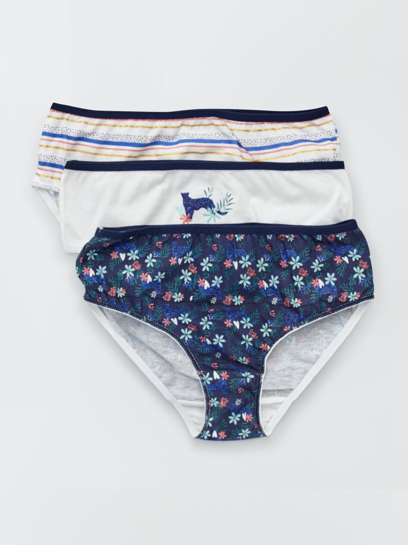 Lot de 3 culottes à imprimés Beige/bleu - Kiabi