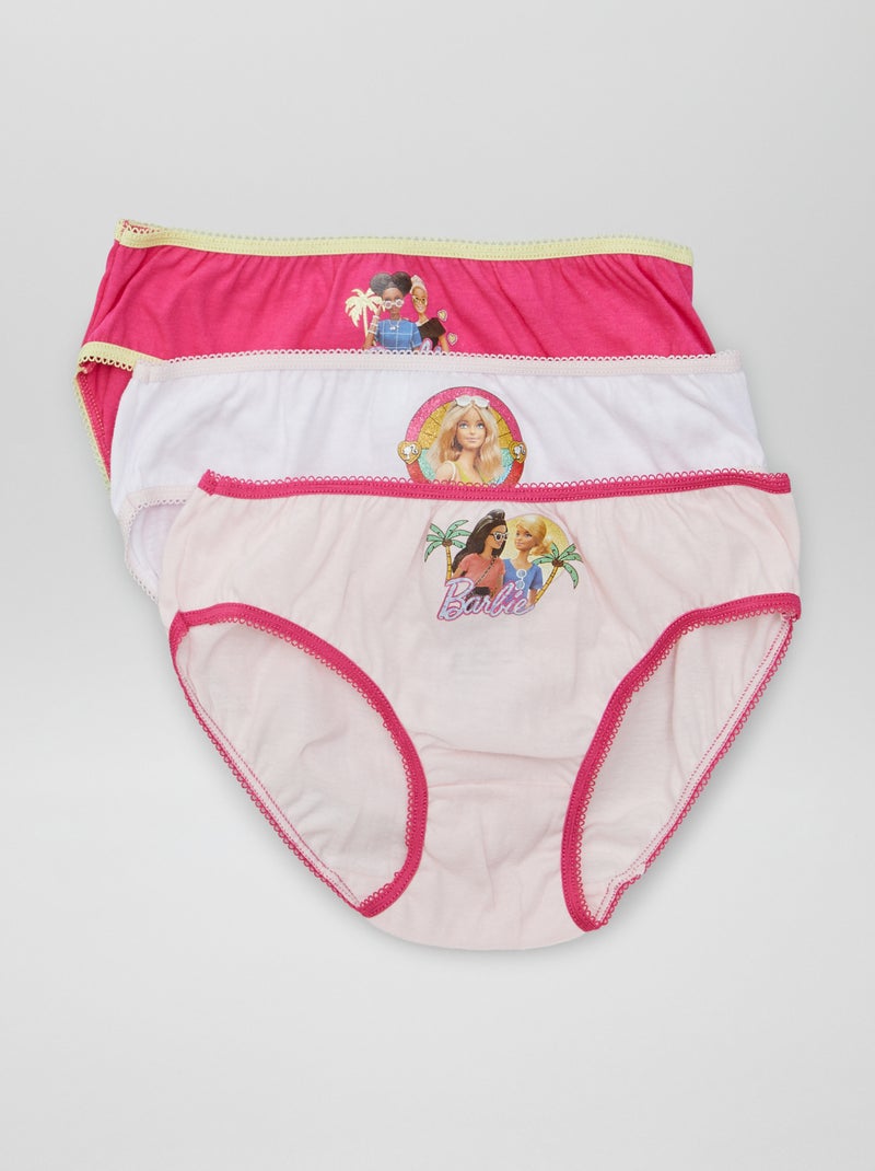 Lot de 3 culottes 'Barbie' rose/blanc - Kiabi