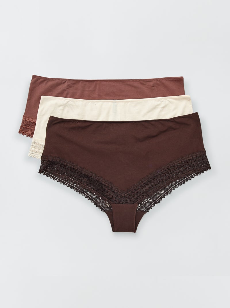 Lot de 3 culottes beige/marron clair/marron - Kiabi