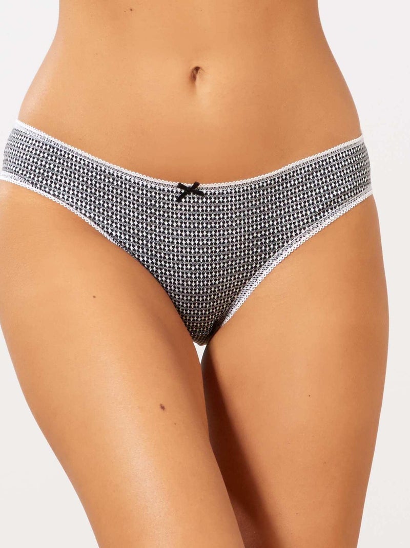 Lot de 3 culottes blanc/noir - Kiabi