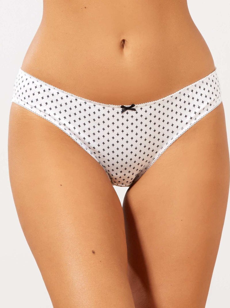 Lot de 3 culottes blanc/noir - Kiabi