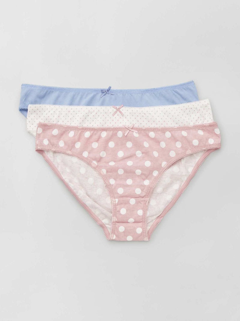 Lot de 3 culottes Bleu/blanc/rose pois - Kiabi