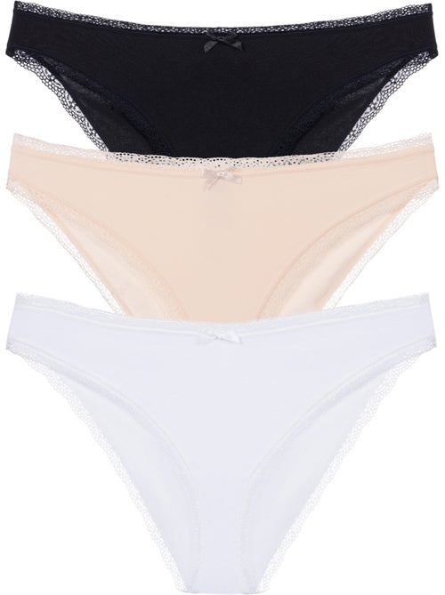 Lot de 3 culottes brésiliennes Essential Cotton Dorina - Kiabi