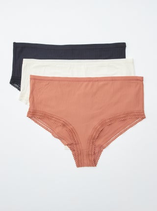 Lot de 3 culottes côtelées avec dentelle