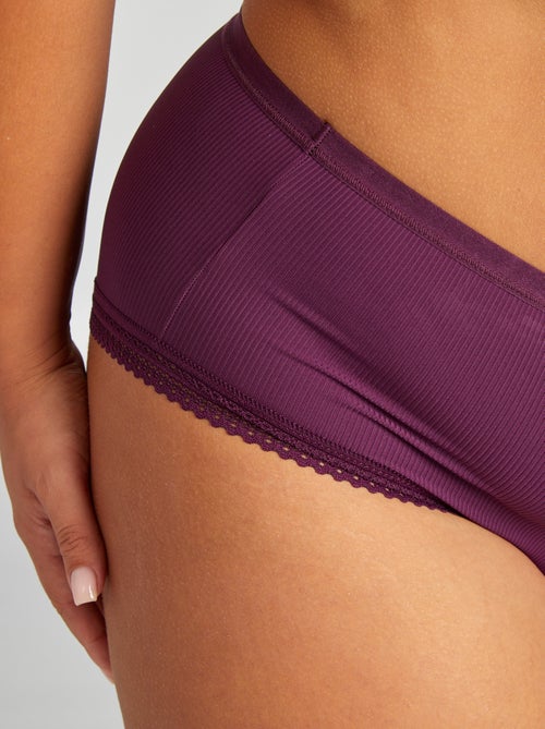 Lot de 3 culottes côtelées avec dentelle - Kiabi