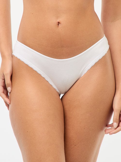 Lot de 3 culottes coton dentelle - Kiabi