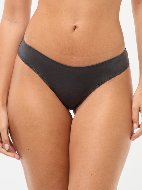 Lot de 3 culottes coton dentelle - Kiabi