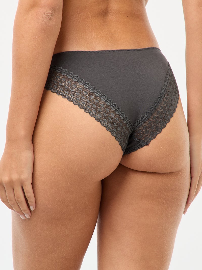 Lot de 3 culottes coton dentelle Bleu - Kiabi