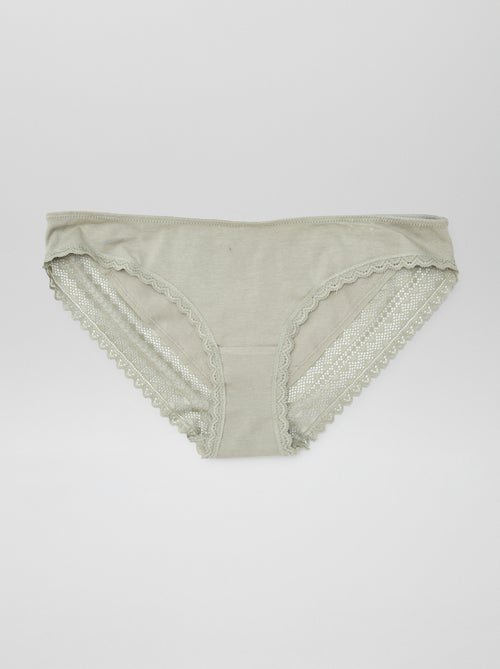 Lot de 3 culottes coton dentelle - Kiabi