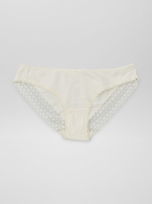 Lot de 3 culottes coton dentelle - Kiabi