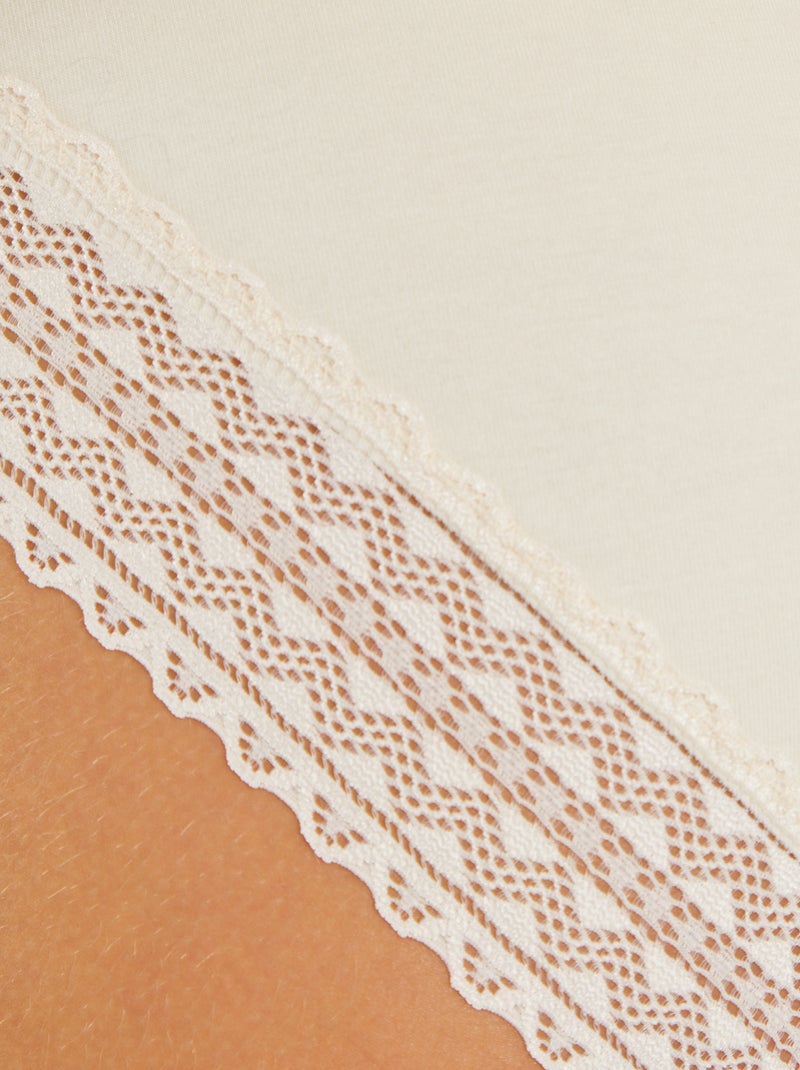 Lot de 3 culottes coton dentelle marron/marron rosé/beige - Kiabi