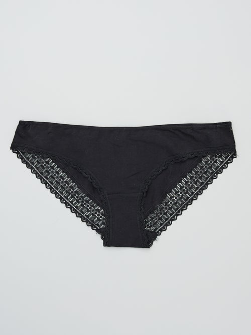 Lot de 3 culottes coton dentelle - Kiabi Lot de 3 culottes coton dentelle - Kiabi