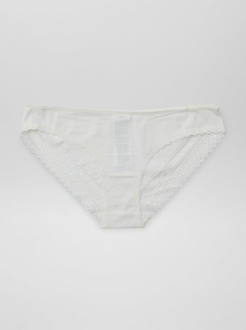 Lot de 3 culottes coton dentelle - Kiabi