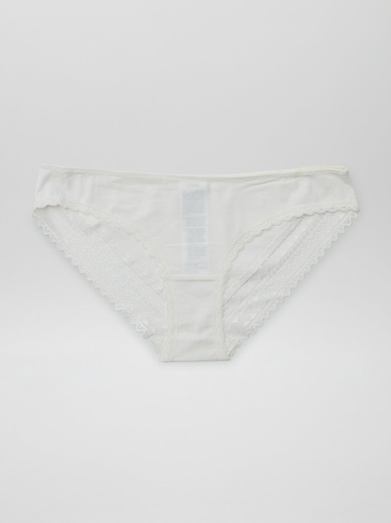 Lot de 3 culottes coton dentelle Rose/gris/blanc - Kiabi