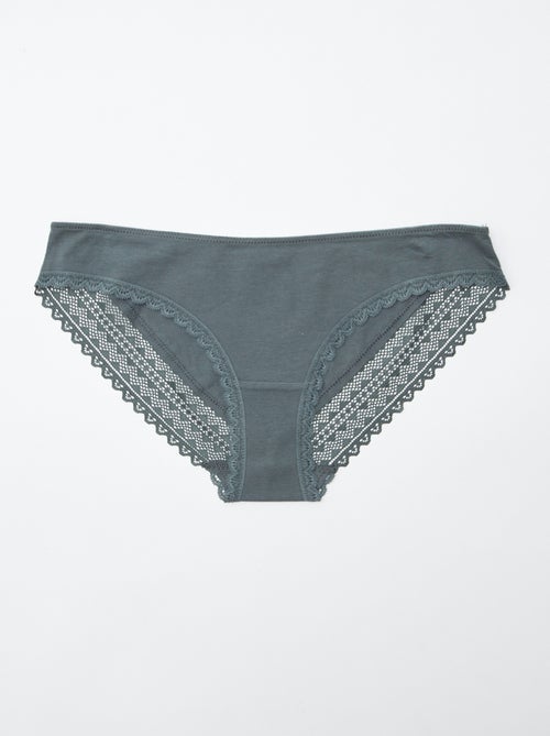 Lot de 3 culottes coton dentelle - Kiabi