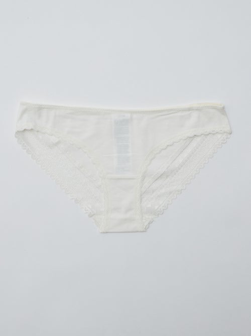 Lot de 3 culottes coton dentelle - Kiabi