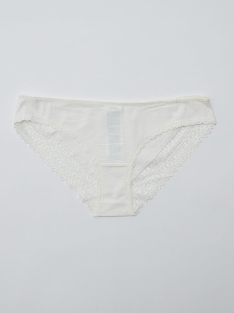 Lot de 3 culottes coton dentelle Rose/gris/blanc - Kiabi