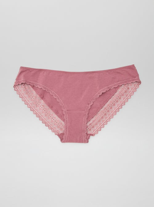 Lot de 3 culottes coton dentelle - Kiabi