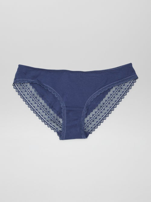 Lot de 3 culottes coton dentelle - Kiabi