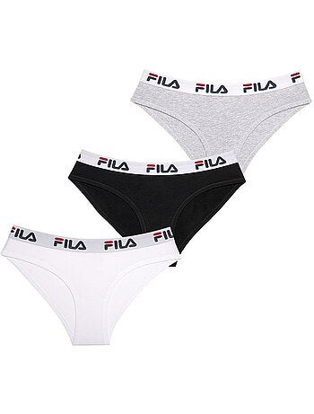 Lot de 3 Culottes coton femme Fila FU6043 Gris, Noir et Blanc Fila