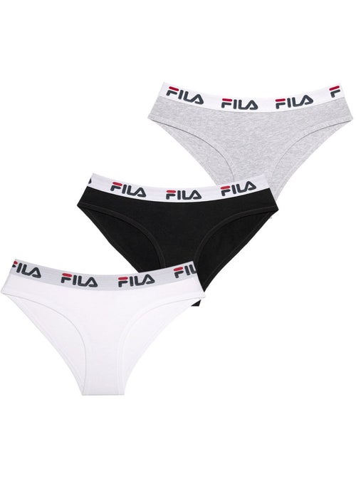 Lot de 3 Culottes coton femme Fila FU6043 Gris, Noir et Blanc Fila - Kiabi