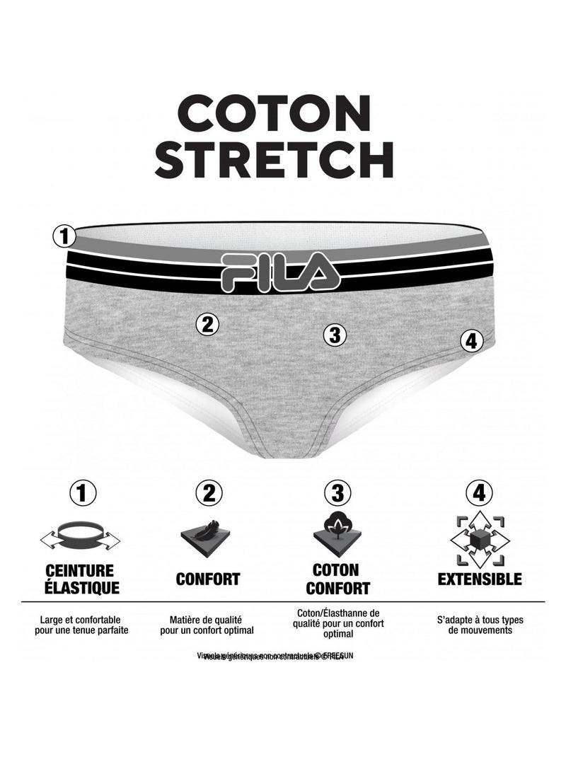 Lot de 3 Culottes coton femme Fila Noir - Kiabi