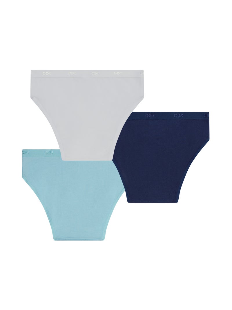 Lot de 3 Culottes Coton fille Les Pockets Ecodim Bleu clair - Kiabi