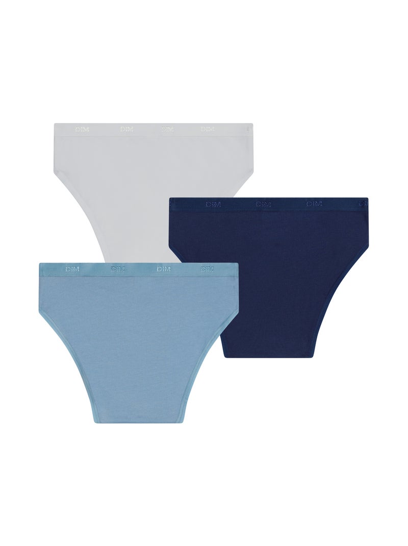 Lot de 3 Culottes Coton fille Les Pockets Ecodim Bleu marine - Kiabi