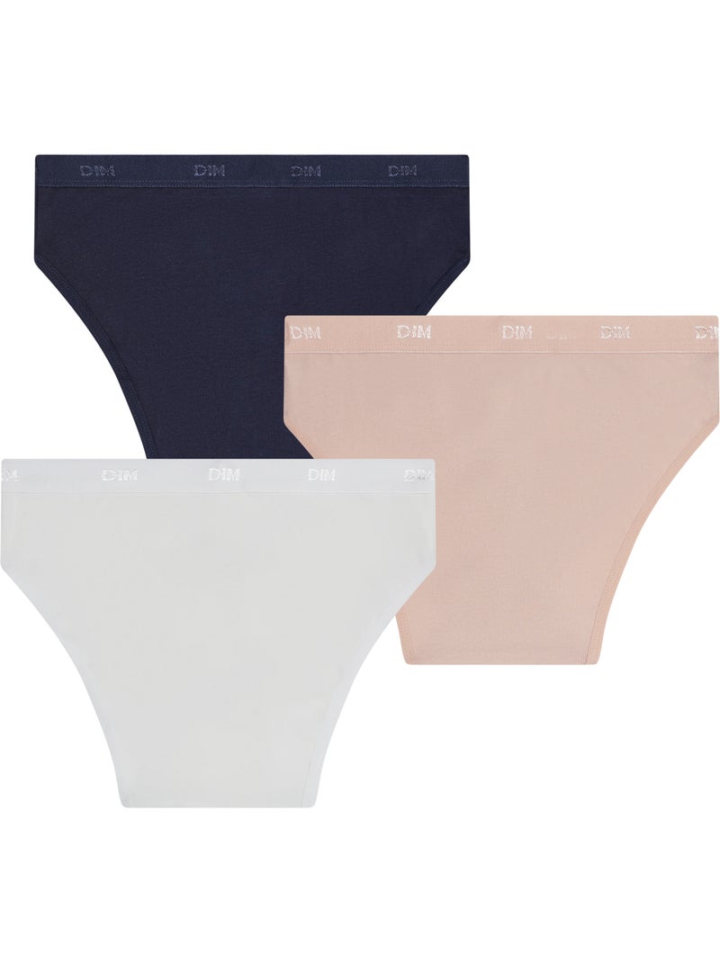 Lot de 3 culottes coton fille les pockets ecodim Rose clair - Kiabi