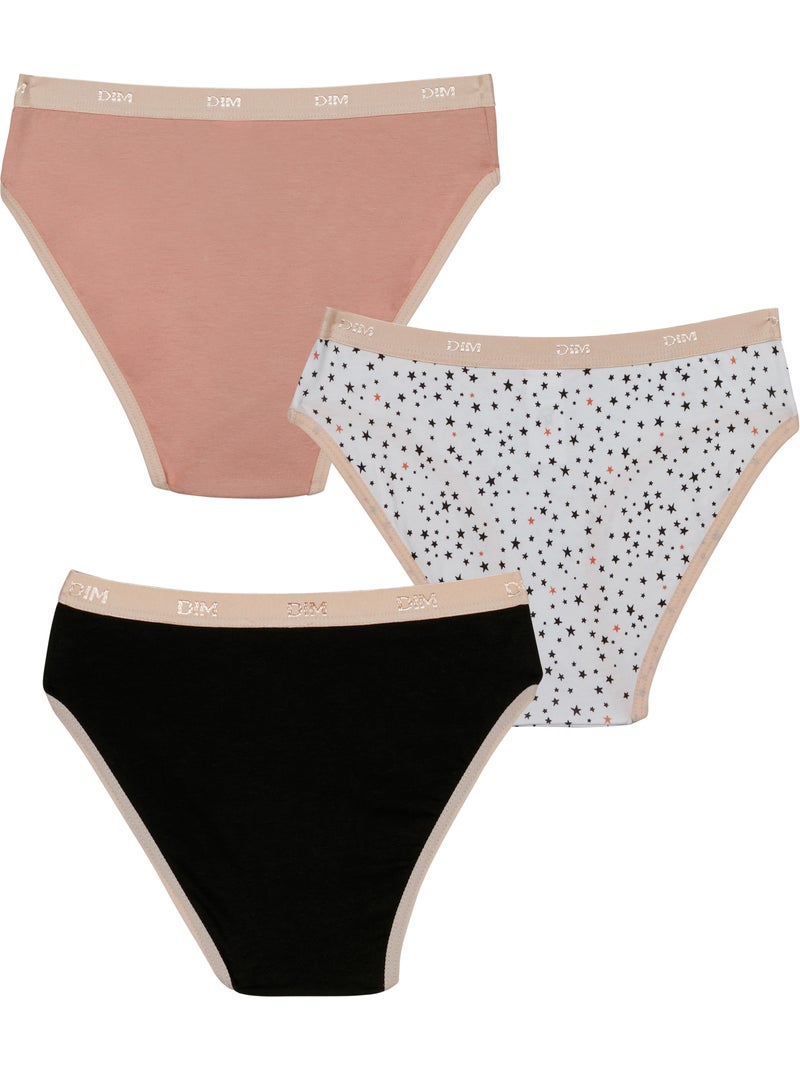 Lot de 3 Culottes Coton Pockets Coton Rose clair - Kiabi