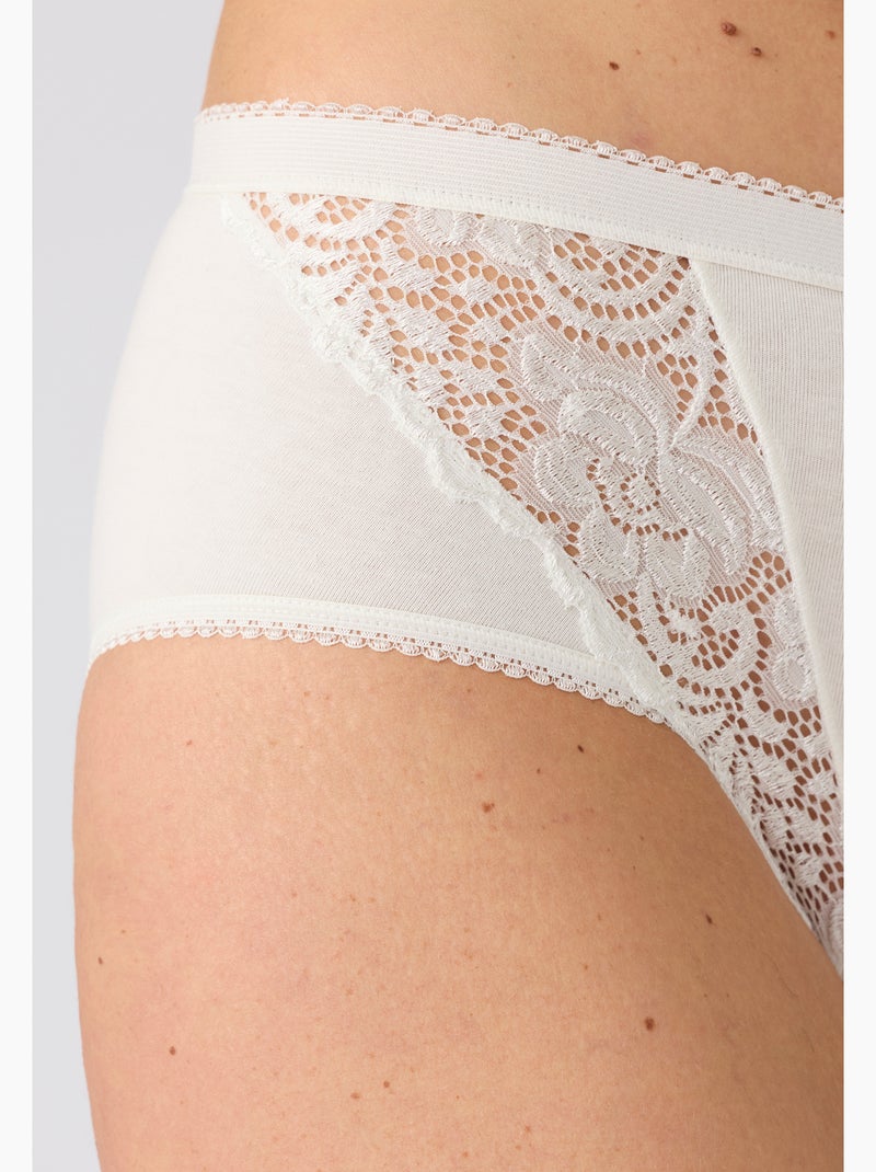 Lot de 3 culottes coton stretch - Damart Blanc cassé - Kiabi
