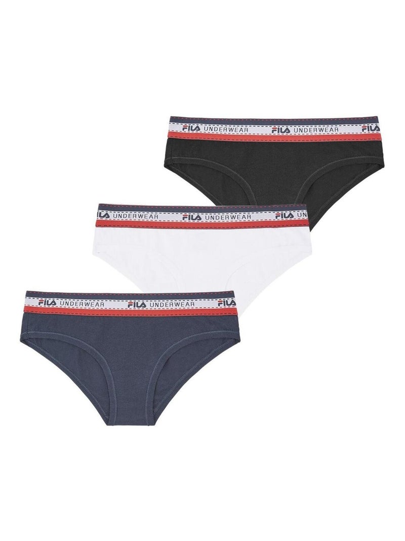 Lot de 3 Culottes coton Uni Fila Noir - Kiabi