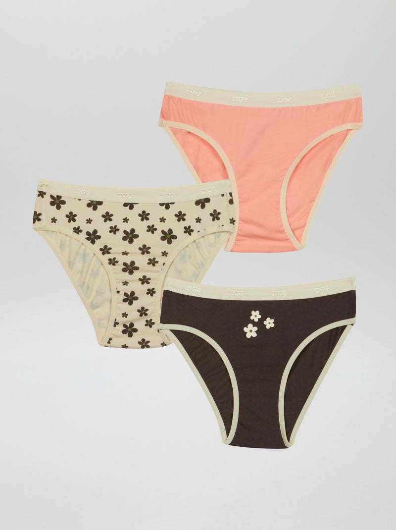 Lot de 3 culottes 'DIM' Noir/rose - Kiabi