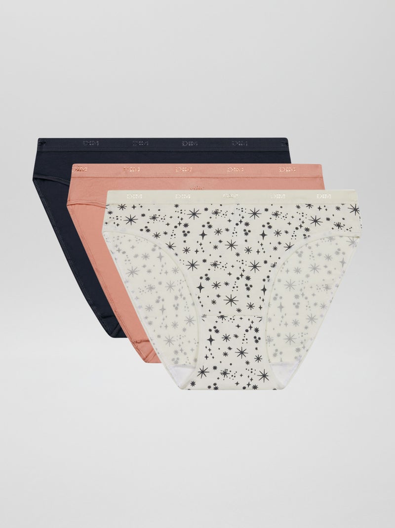 Lot de 3 culottes 'Dim' Noir/rose/blanc - Kiabi