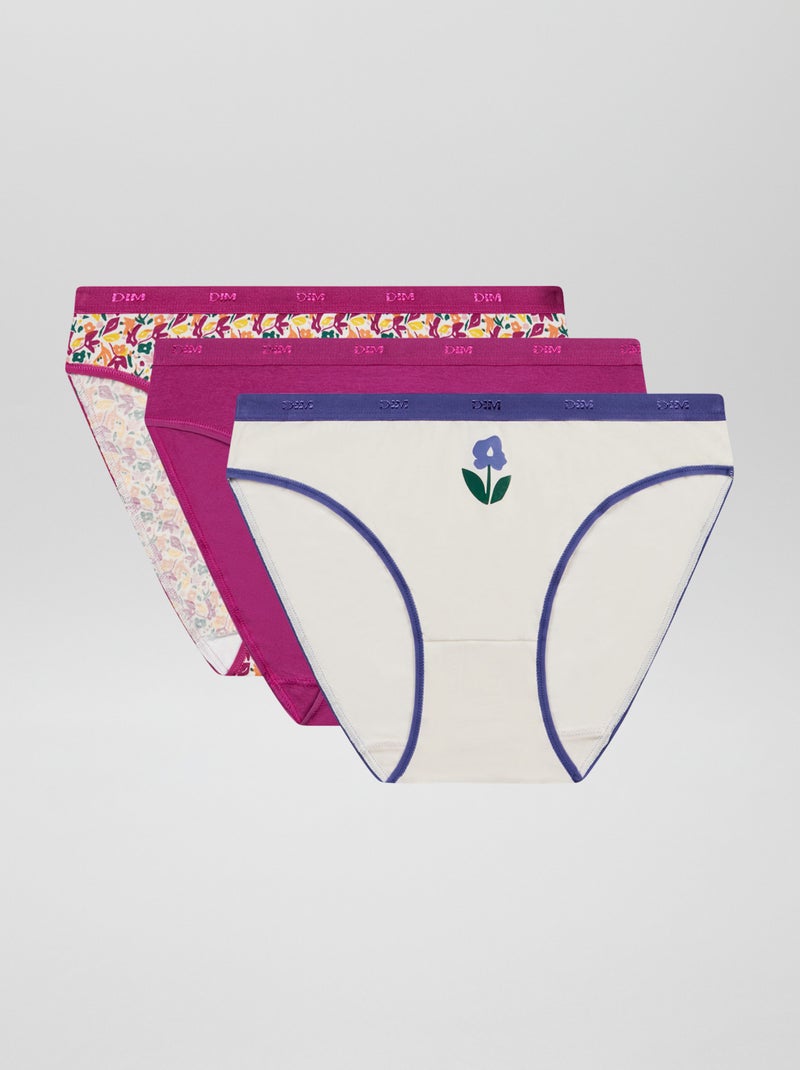 Lot de 3 culottes 'Dim' Rose/violet/blanc - Kiabi