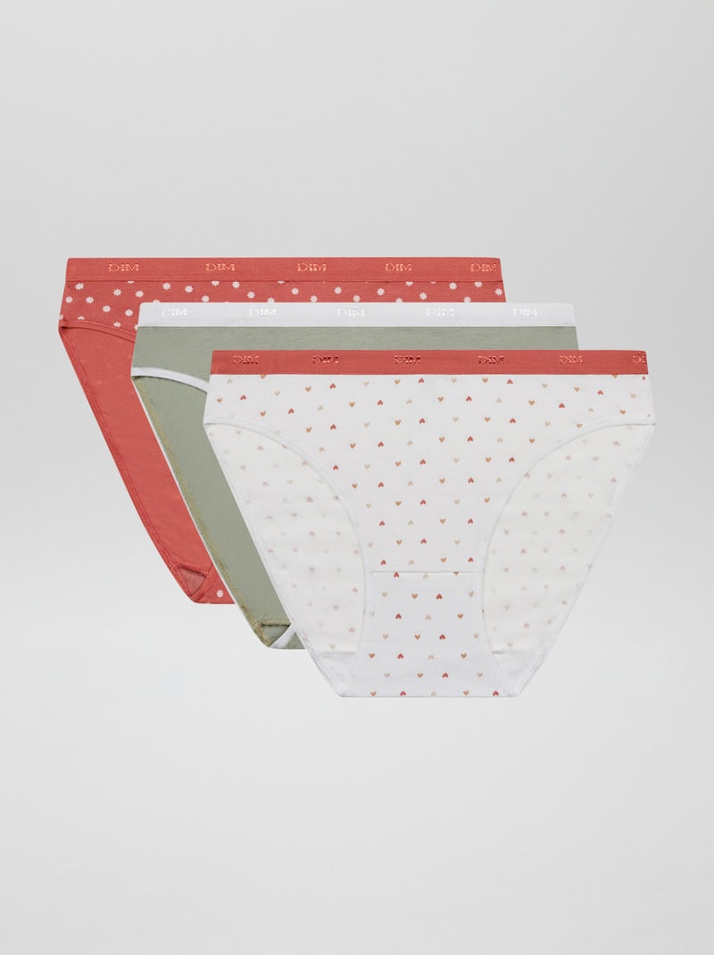 Lot de 3 culottes 'Dim' Vert/blanc/rose - Kiabi