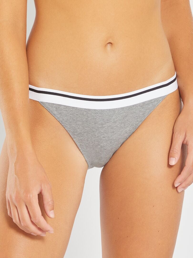 Lot de 3 culottes en coton blanc/gris/gris foncé - Kiabi