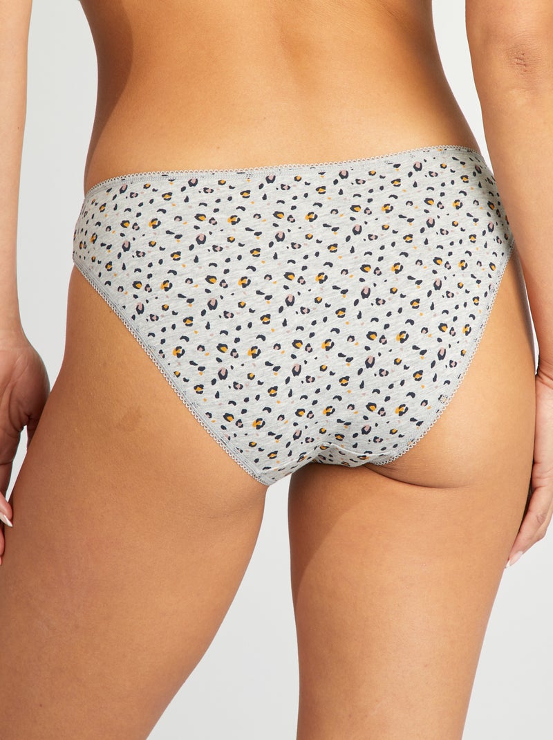 Lot de 3 culottes en coton Bleu/gris/blanc - Kiabi