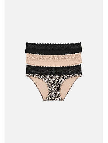 Lot de 3 culottes en coton et dentelle