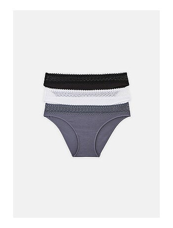 Lot de 3 culottes en coton et dentelle