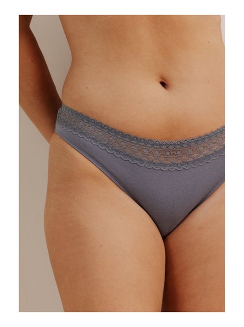 Lot de 3 culottes en coton et dentelle - Kiabi