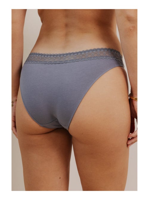 Lot de 3 culottes en coton et dentelle - Kiabi