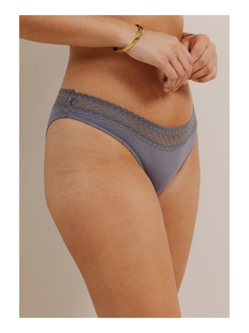 Lot de 3 culottes en coton et dentelle - Kiabi