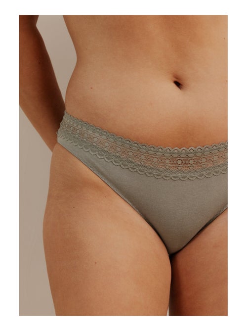 Lot de 3 culottes en coton et dentelle - Kiabi
