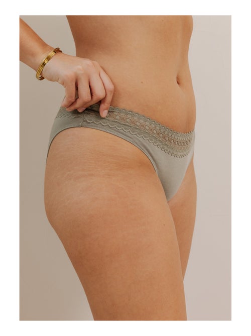 Lot de 3 culottes en coton et dentelle - Kiabi