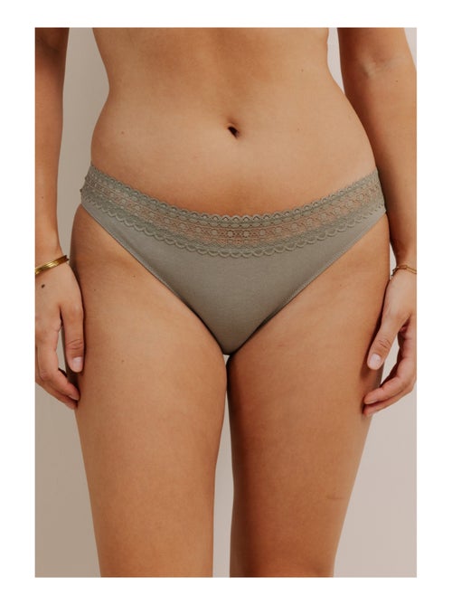 Lot de 3 culottes en coton et dentelle - Kiabi