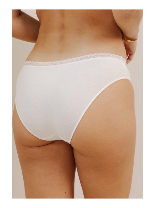 Lot de 3 culottes en coton et dentelle - Kiabi