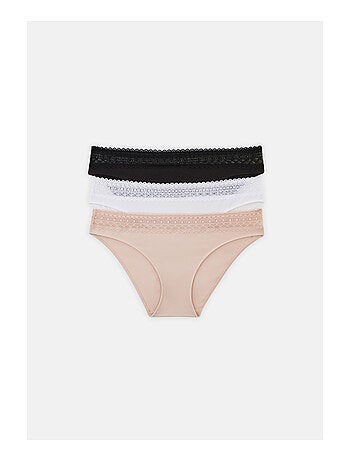 Lot de 3 culottes en coton et dentelle