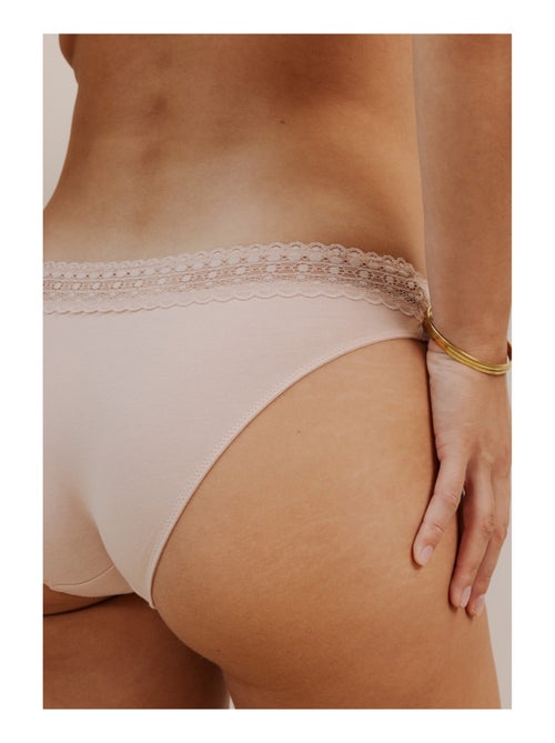 Lot de 3 culottes en coton et dentelle - Kiabi