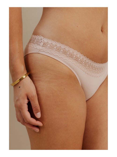 Lot de 3 culottes en coton et dentelle - Kiabi